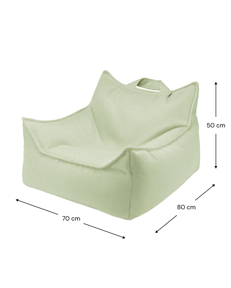Fauteuil extérieur vert pour enfant, stylé et facile à nettoyer