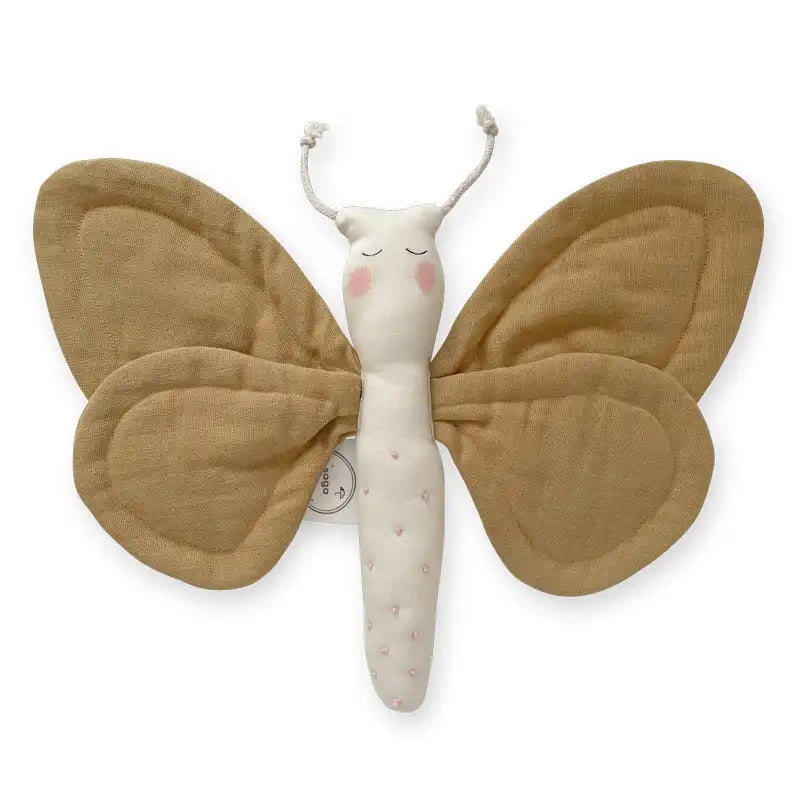 Jouet d'éveil  bébé papillon en coton bio couleur Miel