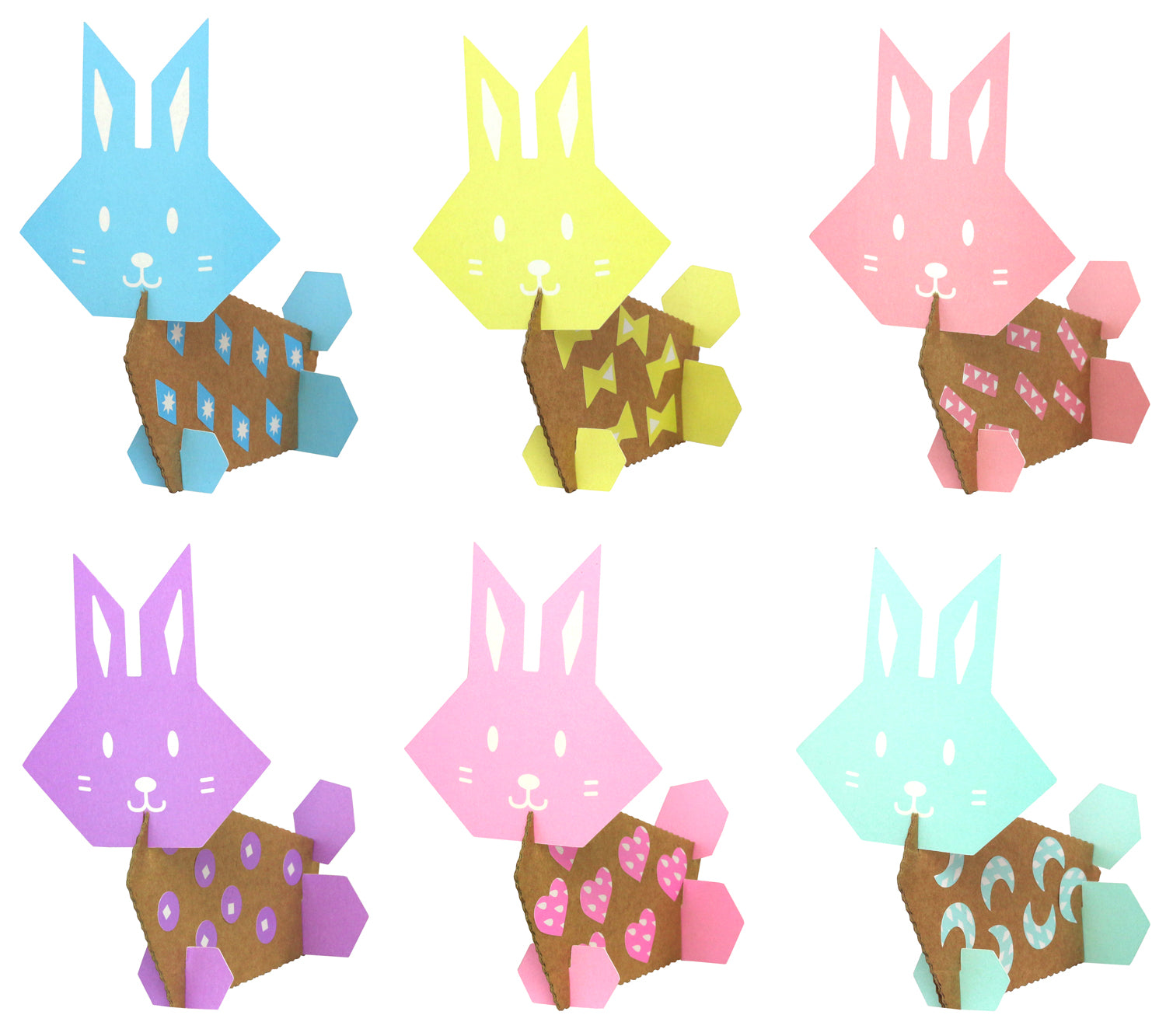 Kit activité manuelle pour enfant : créer des lapins de Paques en papier et carton. Décoration Pâques.
