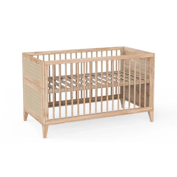 Réglage du sommier du lit bébé évolutif 70x140 en bois et rotin