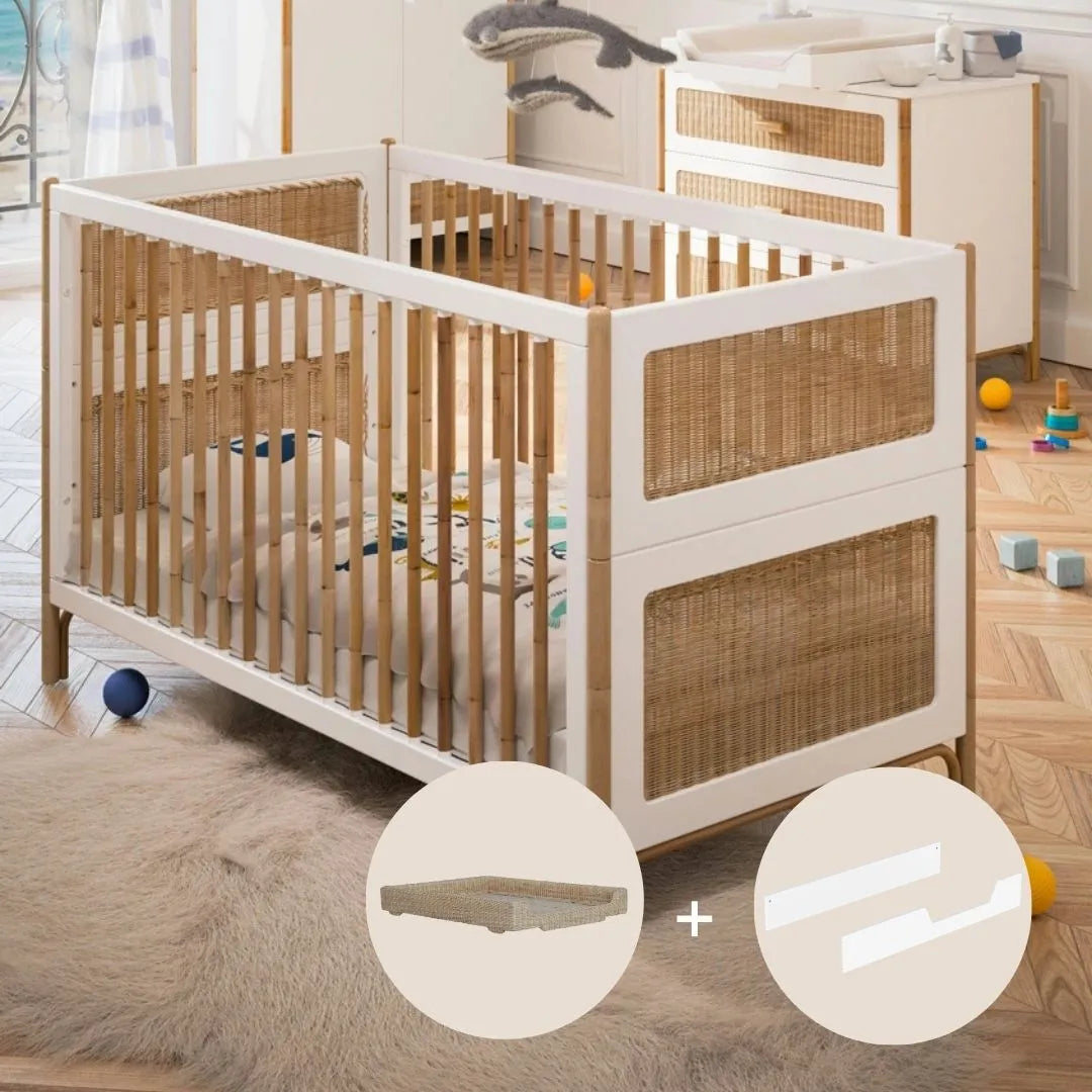 Lit bébé évolutif Océania + plan à langer + kit évolutif en lit junior