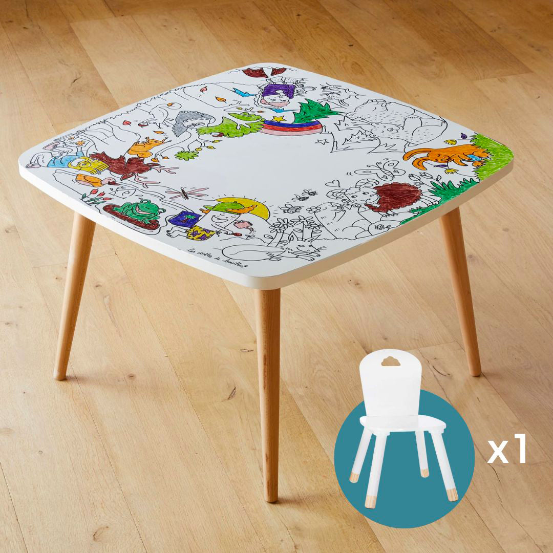 Petite table avec chaise pour enfant – Coloritable thème Foret