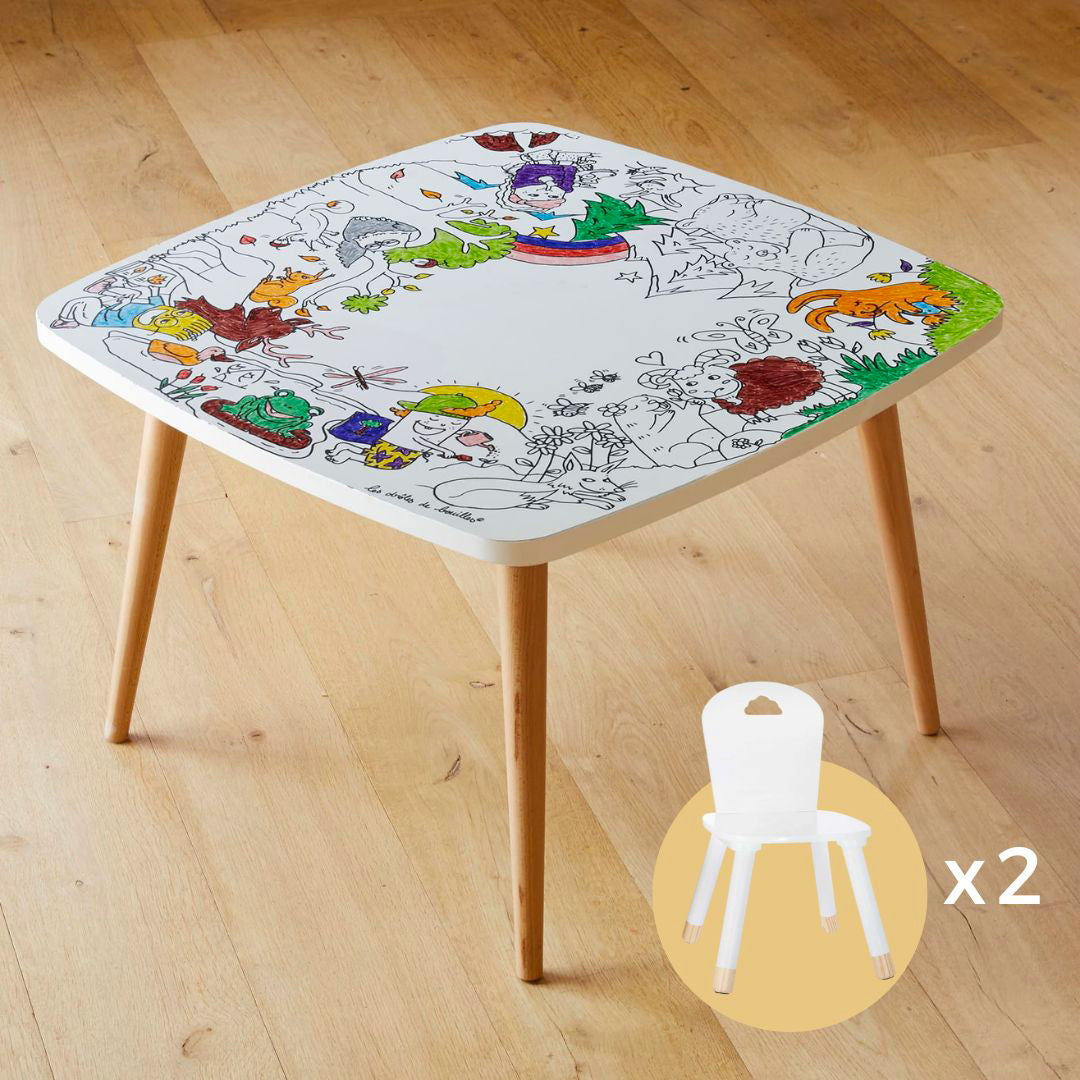 Petite table avec chaises pour enfant – Coloritable  animaux de la foret