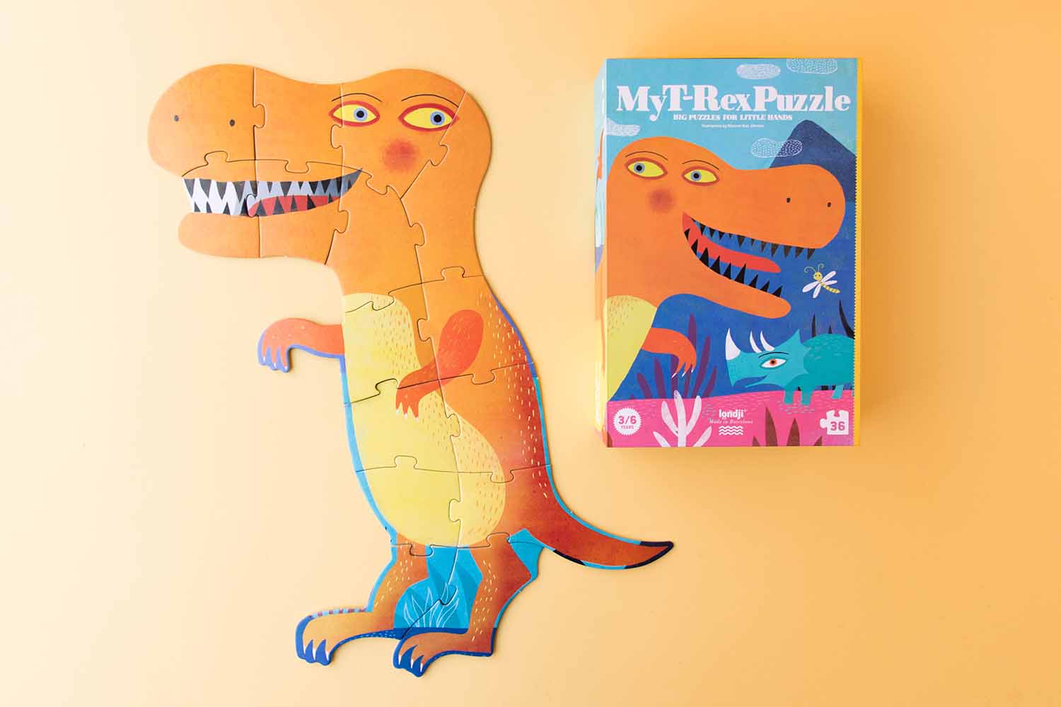 Puzzle dinosaure pour enfant dès la maternelle. Grandes pièces, ludique et amusant. Puzzle T-rex. 