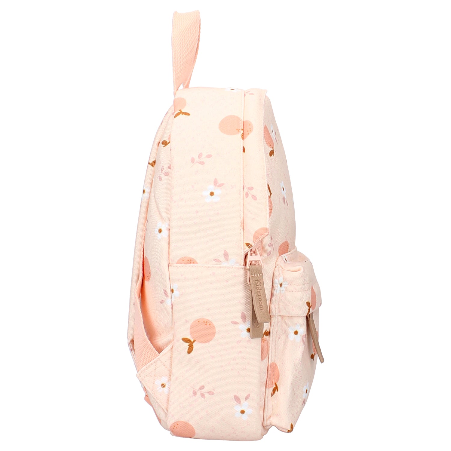 Sac à dos maternelle rose avec poche zippée sur l'avant. Léger et pratique, en polyester recyclé résistant.